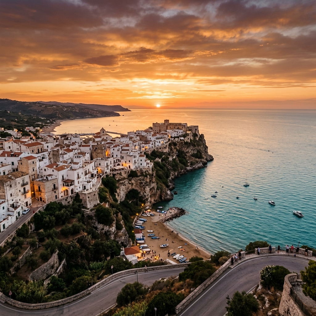 Peschici sunset overview